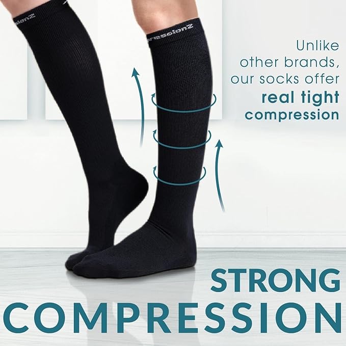 CompressionZ 30-40 mmHg Knee High Compression Socks Men & Women | Support Stockings for Travel, Nurses and Athletes