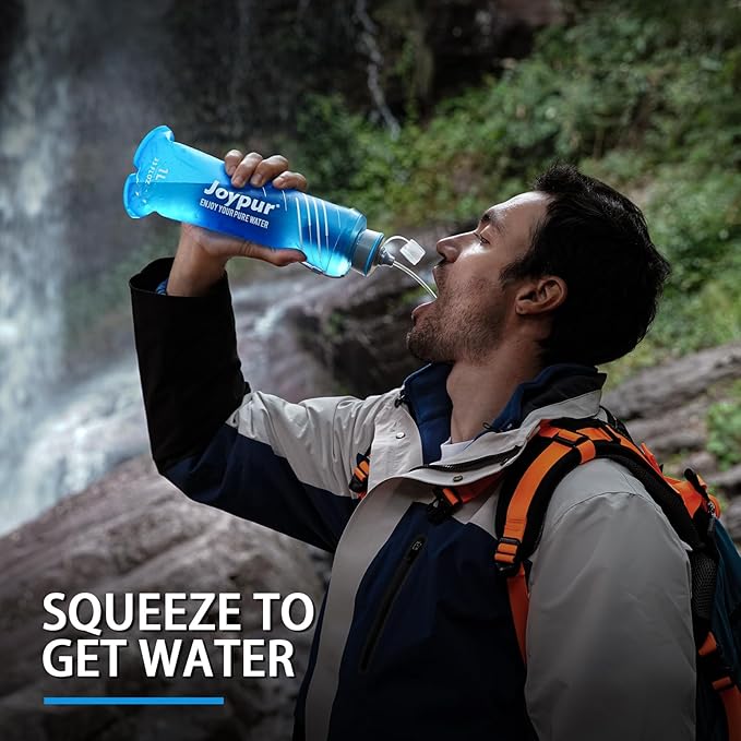 Collapsible Squeeze Water Filter Bottle - 1000ml with Filter with NSF/FDA Certification Befree or Peak Series replacement for Hiking,Running,Camping,Travel,Cycling,and Fishing; BPA-Free(Blue)