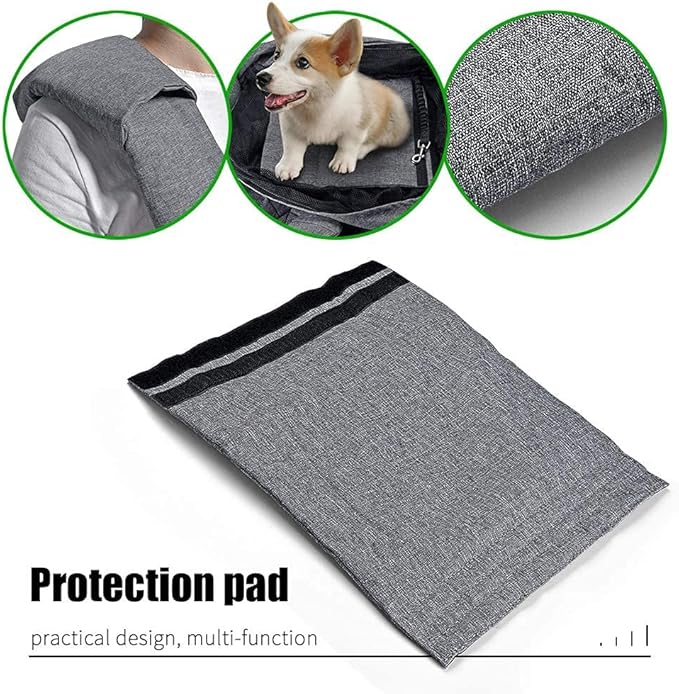 AOFOOK Dog Cat Sling Carrier Adjustable Padded Shoulder Strap with Mesh Pocket for Outdoor Travel (Grey, L - 8 to 15 lbs)