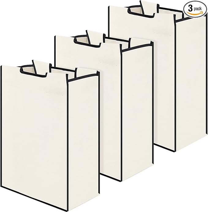 Bonuci 3 Pcs Laundry Sorter Replacement Bags Hamper Cart Removable Replacement Laundry Storage Organizer Bag Hamper Liner, No Hooks 14.76 x 8.66 x 21.65 Inch (Beige)