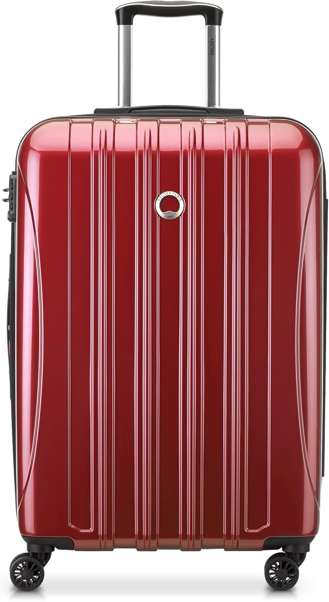 DELSEY PARIS Helium Aero Hardside Expandable Luggage with Spinner Wheels, Brick Red, Checked-Medium 24 Inch
