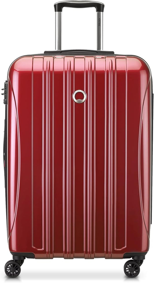 DELSEY PARIS Helium Aero Hardside Expandable Luggage with Spinner Wheels, Brick Red, Checked-Medium 24 Inch