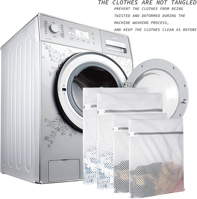 Extra Large Honeycomb Mesh Laundry Bag125gsm Net Fabric Durable and Reusable Delicate Wash Bag,Travel Organization Bag for Lingerie,Clothes,Jeans,Bath Towel,Sock (Set of 4(2L+2XL))