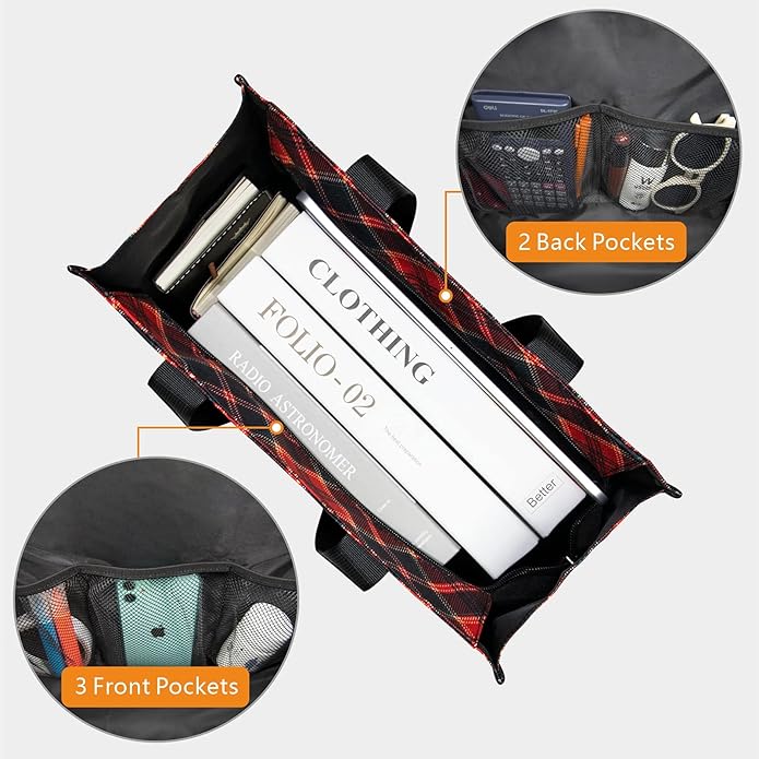 TOPDesign Utility Water Resistant Tote Bag with 13 Pockets, Top Zipper Closure & Thick Bottom Support, for Working Women