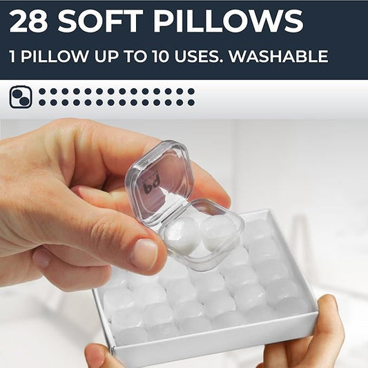 Peace&Quiet PQ Wax Ear Plugs for Sleeping - 28 Silicone Wax Earplugs for Sleeping and Swimming, Gel Ear Plugs for Noise Cancelling, Sound Blocking Level of 32 Db (28 Pillows), Color: White