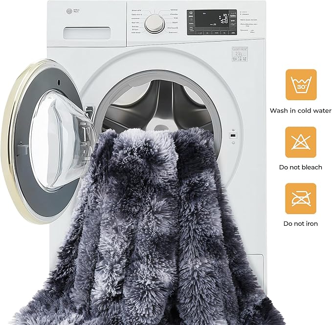 Luciphia Large Waterproof Dog Blanket for Pet Washable Liquid Proof Bed Intimacy Protection Shaggy Plush Calming Long Faux Fur Couch Cover Calming Cat Throw Blankets, Tie-dye Grey, 50" x 60"