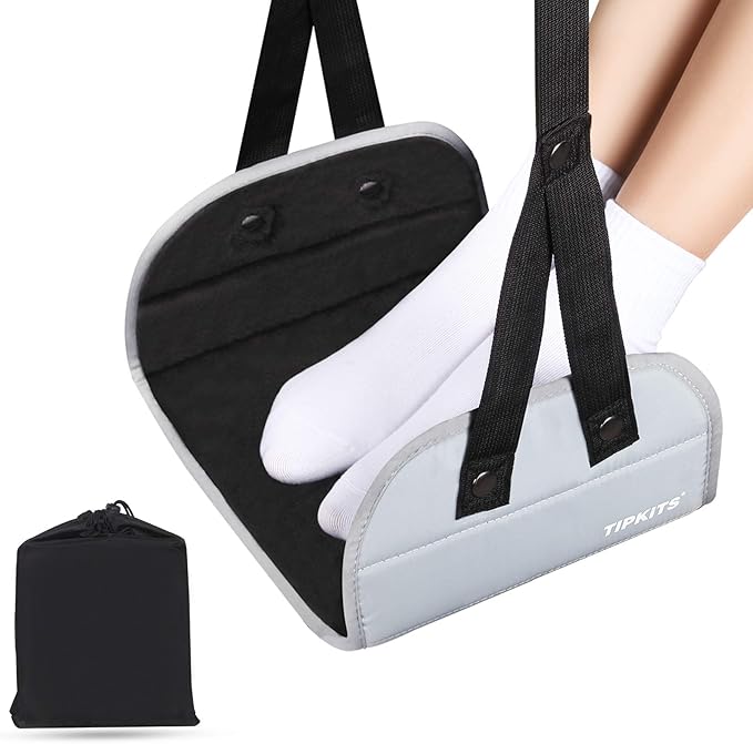 Foot Hammock for Plane Travel with Comfortable No Clashing Base, Portable Airplane Foot Rest Made with Memory Foam, Foot Sling Travel Essentials to Reduce Swelling and Soreness, Gifts for Travelers