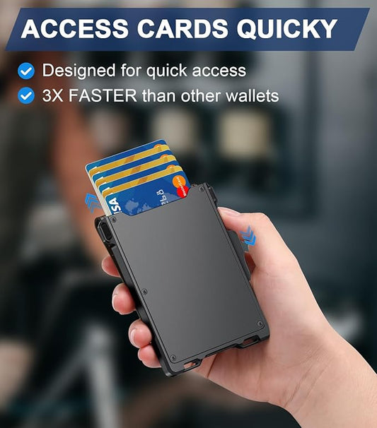 Wallet for Men, Minimalist Slim Mens Wallet with Money Clip, RFID Blocking Smart Pop Up Card Wallet with ID Window, Compact Bifold Wallet,Metal Aluminum Credit Card Holder