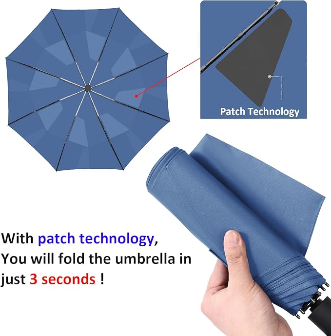 BAODINI Windproof Umbrella for Rain Folds Easily Automatic Open Close 46 inch Compact Travel Portable Umbrella for Men and Women