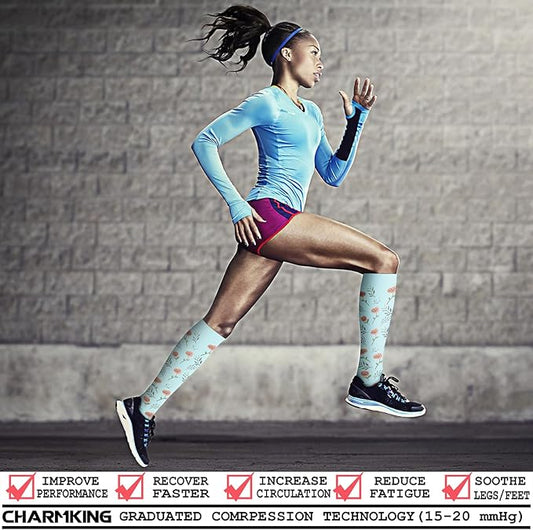 CHARMKING Compression Socks for Women & Men Circulation (8 Pairs) 15-20 mmHg is Best Support for Athletic Running,Cycling