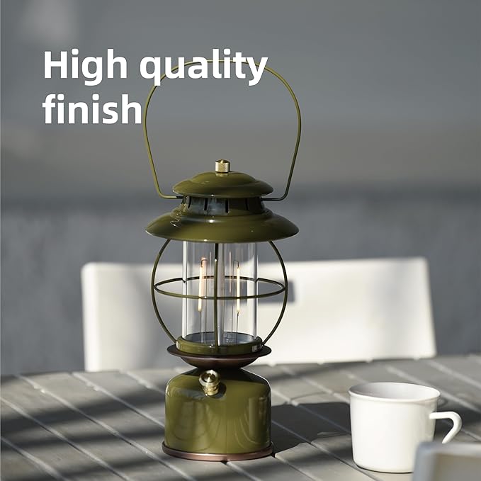 Metal Vintage LED Camping Lantern, 6800mAh Rechargeable Battery Last 17-500 Hours Camping Lamp, Large Dimmable Hanging Lantern, Retro Camping Light with Hook for Courtyard Outdoor Decoration