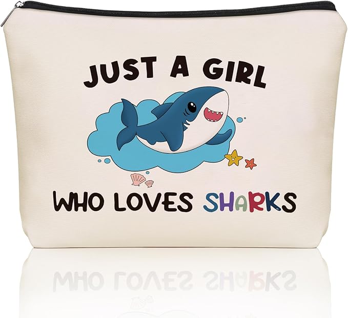 Shark Makeup Bag Graduation Gifts: Sharks Themed Cosmetic & Toiletry Organizer Pouch For Daughters, Sisters, Niece, Mom, Friends,Teen Girls & Women.Ideal Shark Lover Gift For Travel, Birthdays.