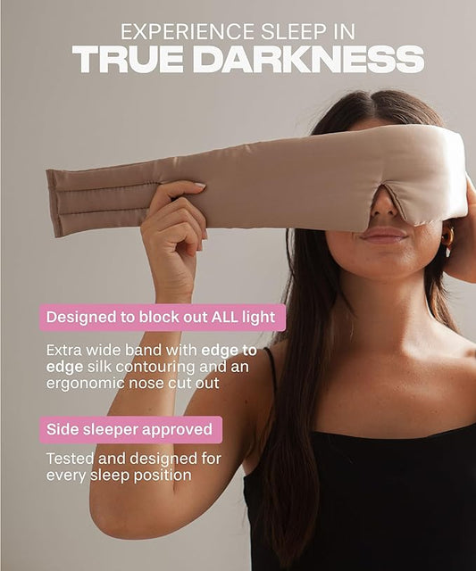 SUNDAYSILKS™ | Adjustable Silk Sleep Mask for Side Sleeper | Cloud-Like Comfort, Weighted for Deep Sleep | Soft Sleep Face Mask for Women & Men, Full Blackout, Cooling Silk Eye Mask for Sleeping