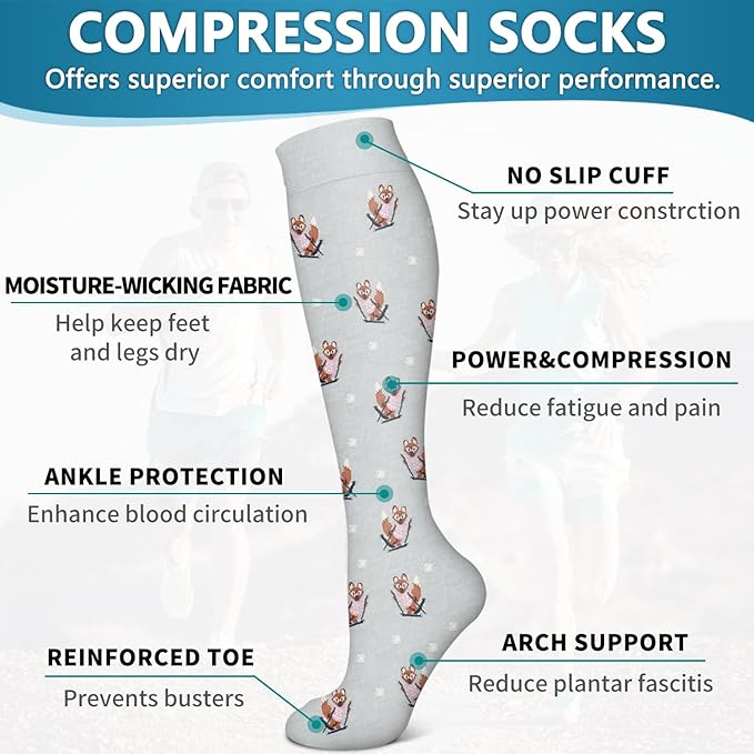 Bluemaple 6 Pack Copper Compression Socks for Women and Men Circulation-Best Support for Medical, Running,Nursing,Athletic