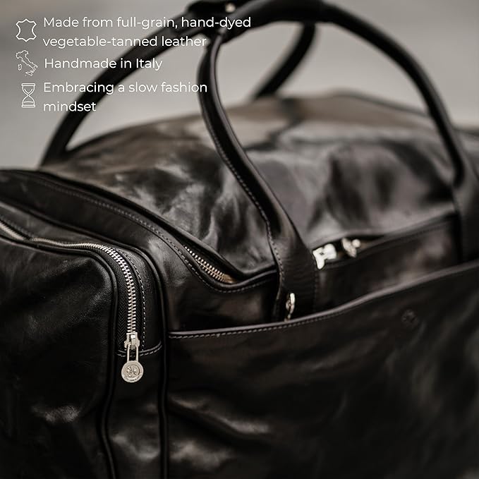 Leather Duffel Bag Weekend Bag Gym Large Travel Bag - Time Resistance