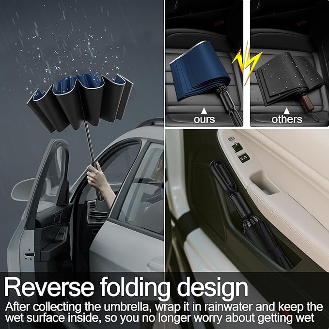 Auto Open Close Umbrella - Ultra Light Compact Travel & Backpack Size for Women and Men, UPF 50+ Eco-Friendly Sun Protection & Windproof Rain Umbrella with UV Defense