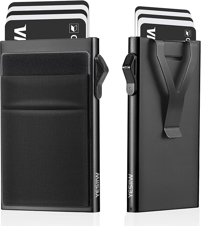 YESIIW Credit Card Holder Wallet for Men RFID Blocking Slim Minimalist Metal Wallet with Money Pocket Contactless Card Protector