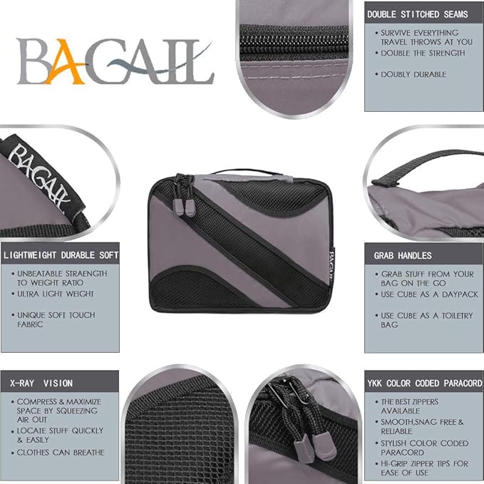 BAGAIL 6 Set Packing Cubes,Travel Luggage Packing Organizers