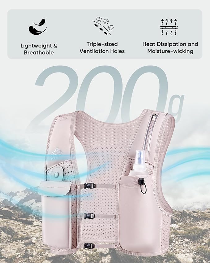 Running Vest for Women Men, USA Original Patent, Adjustable Chest Straps Running Hydration Vest with 500ml Soft Flask, Lightweight Reflective Hydration Backpack for Marathon