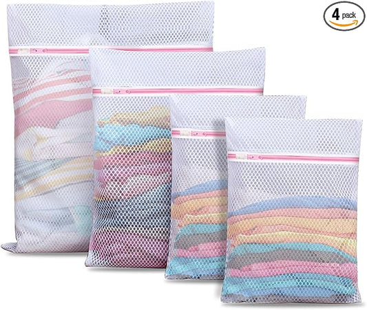 Upgraded Coarse Mesh Laundry Bag - Wash Delicate Lingerie, Garment & Shoe Storage, Travel Essentials - Durable & Breathable，4Pcs, MIAETFH