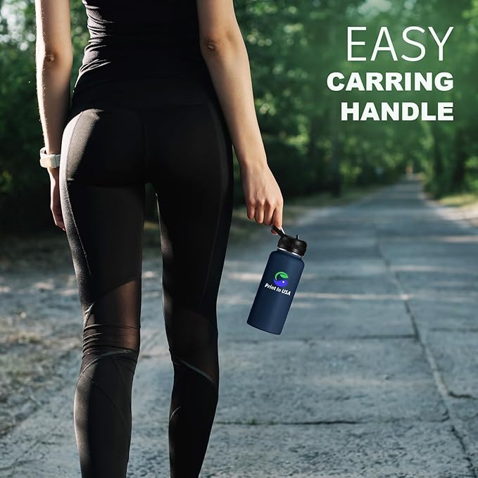 Personalized Custom Print in USA Water Bottle 50Pcs 32oz Stainless Steel Double Wall Coffee Cup with Lid & Straw Insulated Tumbler with Colorful Text Logo Photo