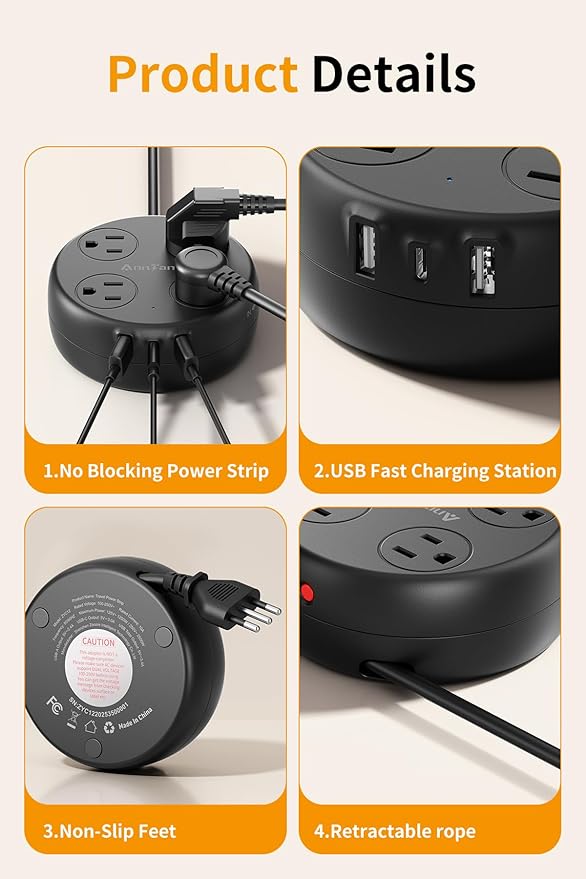 Italy Travel Adapter with USB C, US to Italy Plug Adapter with 4 Outlets 3 USB Ports, Type L Power Adapter for US to Chile Ethiopia Libya Syria Tunisia Uruguay (Black)