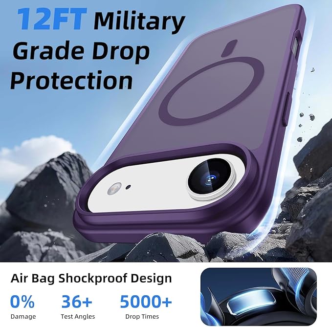 Ntwinro Magnetic for iPhone Air Case (Compatible with MagSafe) with Detachable Wallet & Card Holder for 3 Cards [RFID Blocking] Military Grade Protective Slim Phone Cover for 17 Air 2025, Purple