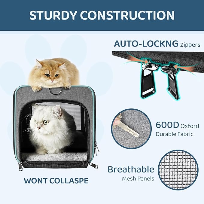 Airline Approved Pet Carrier Small Dog & Cats Under 15 lbs - 18x11x11 Inch Soft-Sided TSA Compliant Travel Bag for American, Delta & United Airlines Flight