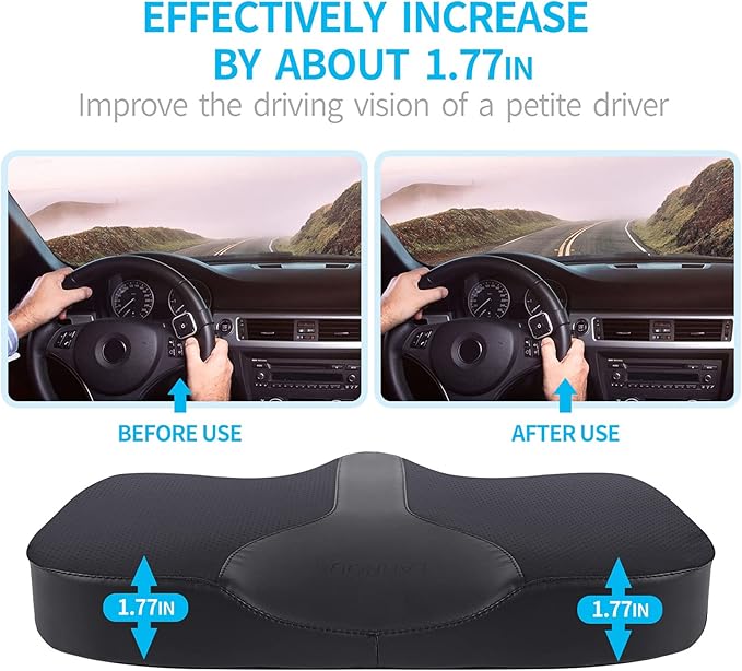 LARROUS Car Seat Cushion - Comfort Memory Foam Seat Cushion for Car Seat Driver, Tailbone (Coccyx) Pain Relief Pad, Car Seat Cushions for Driving, Office Chair Cushion (Black)