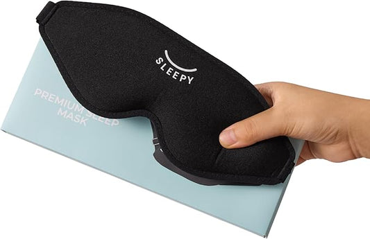 Glowco Sleep Mask for Men & Women | 3D Contoured Eye Mask for Side Sleepers, 100% Blackout, Zero Pressure, Adjustable Strap, Soft Breathable Fabric | Light Blocking Sleeping Mask for Travel & Home