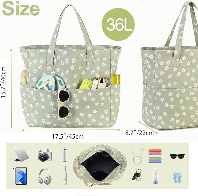 Bluboon Waterproof Beach Tote Pool Bags for Women Ladies Extra Large Carry On Bag With Wet Compartment for Weekender Travel