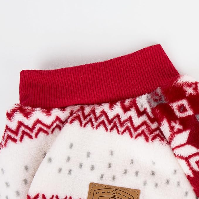 XPUDAC Dog Christmas Pajamas Fleece Dog Sweater for Small Medium Dogs Girl Boy Winter Puppy Clothes Holiday Pet Outfit, M