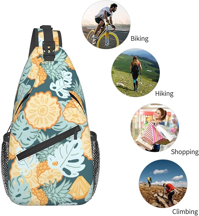 Hawaii Tropical Palm Sling Backpack Crossbody Bag Casual Chest Bags Travel Hiking Daypack Shoulder Bag for Women Men
