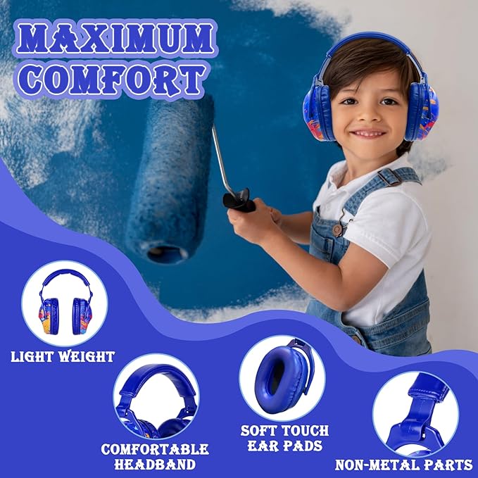 ZOHAN EM030 Kids Ear Protection, Noise Cancelling Headphones Ear Muffs for Autism Sensory, Safety Noise Reduction Hearing Protection for Monster Truck/Concerts/Fireworks/Air Shows