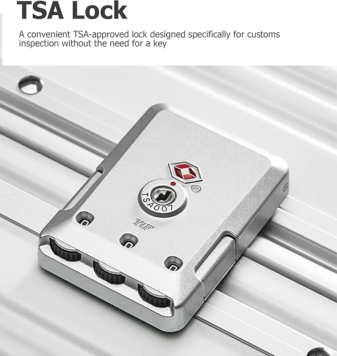 feilario 20in Aluminium Frame PC Hard Shell Spinner Wheels Luggage, Built-In TSA lock Carry on Suitcase, with Cup Holder, USB Port, Phone Holder ﻿