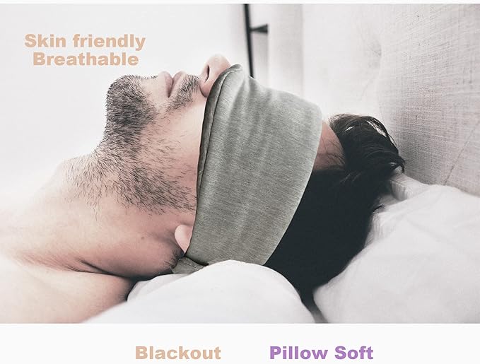 Fan Wu Cotton Sleep Mask for Side Sleepers – Soft, Lightweight & Breathable Blackout Eye Cover for Women & Men | Ideal for Travel, Hotel & Home Use | Grey