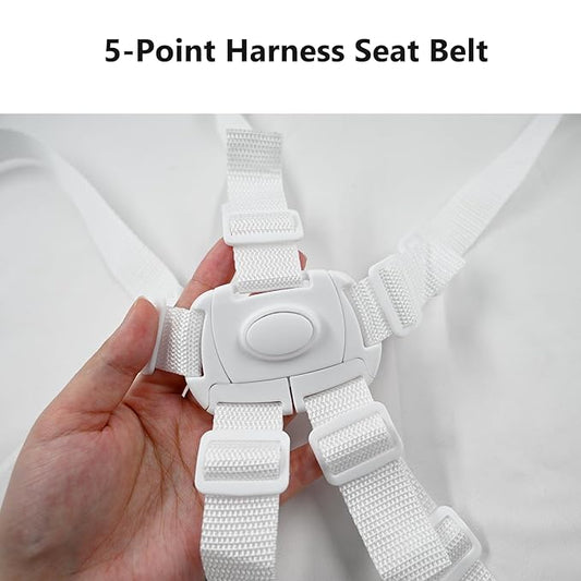 High Chair Straps,5 Point Harness Seat Belt Safety Strap Belt,Universal Baby Safe Belt Holder for Most 5 Point High Chairs,Stroller Pram Buggy Pushchair(White)