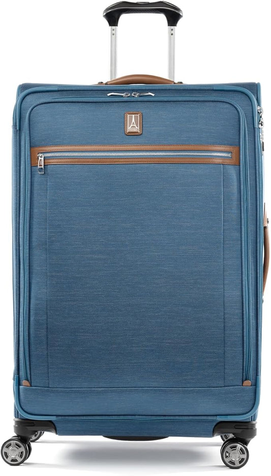 Travelpro Platinum Elite Softside Expandable Checked Luggage, 8 Wheel Spinner Large Suitcase, TSA Lock, Men and Women, Coastal Blue, Checked Large 29-Inch