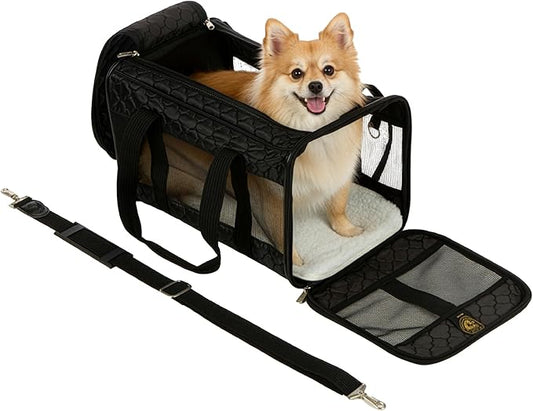 Sherpa Original Deluxe Travel Pet Carrier, Airline Approved & Guaranteed On Board - Black Lattice, Medium