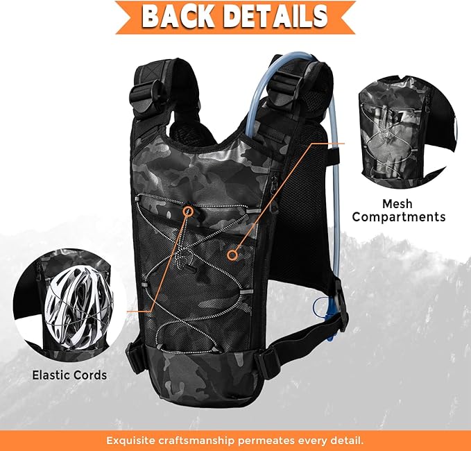 Outdoor Hydration Vest for Running & Hiking, Lightweight Breathable Water Backpack with 2.0L Bladder, Bounce-Free Chest Pack for Marathon, Cycling, Trekking for Men and Women