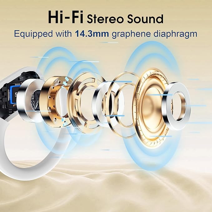 Wireless Earbuds 75hrs Bluetooth 5.4 Headphone Sport, 2025 Bluetooth Earbuds Stereo Deep Bass Over Ear Bud with Earhooks, ENC Noise Cancelling Mic, IPX7 Waterproof Earphone White