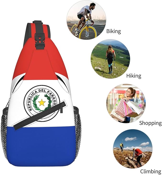 GJXFLSY Paraguay Flag Sling Backpack Crossbody Bag Casual Chest Bags Travel Hiking Daypack Shoulder Bag for Women Men