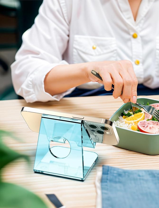 TOPGO Acrylic Cell Phone Stand, Clear Phone Holder for Office Desk, Vanity, Kitchen Counter, Bedside Table, Compatible with iPhone 17 16 15 14 13 12 11 Pro Max Plus, Smartphones, iPad, Switch, Kindle