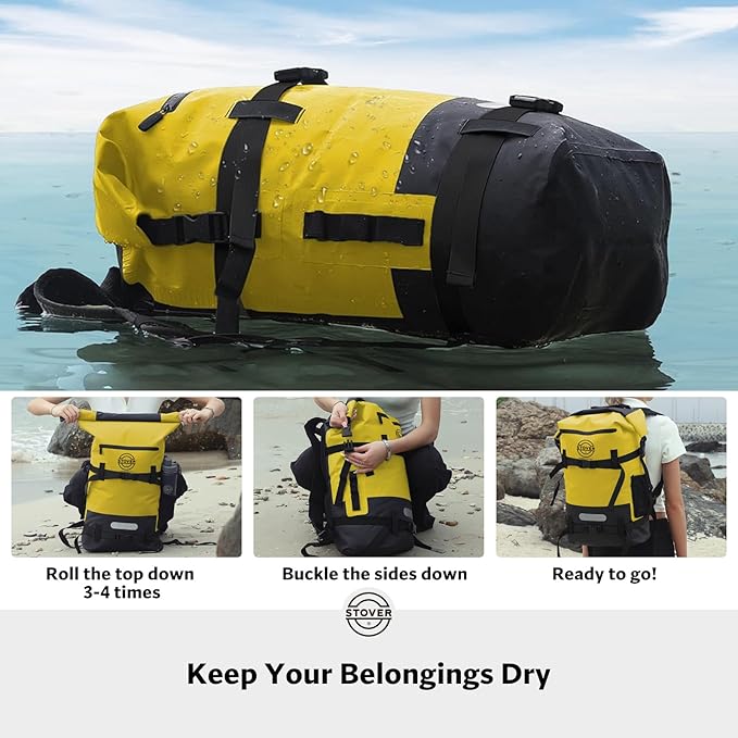 STOVER 5/10/25/30/40/55L Waterproof Dry Bag- Roll-Top Backpack w/Phone Case- Kayaking, Hiking, Camping, Boating- Men/Women