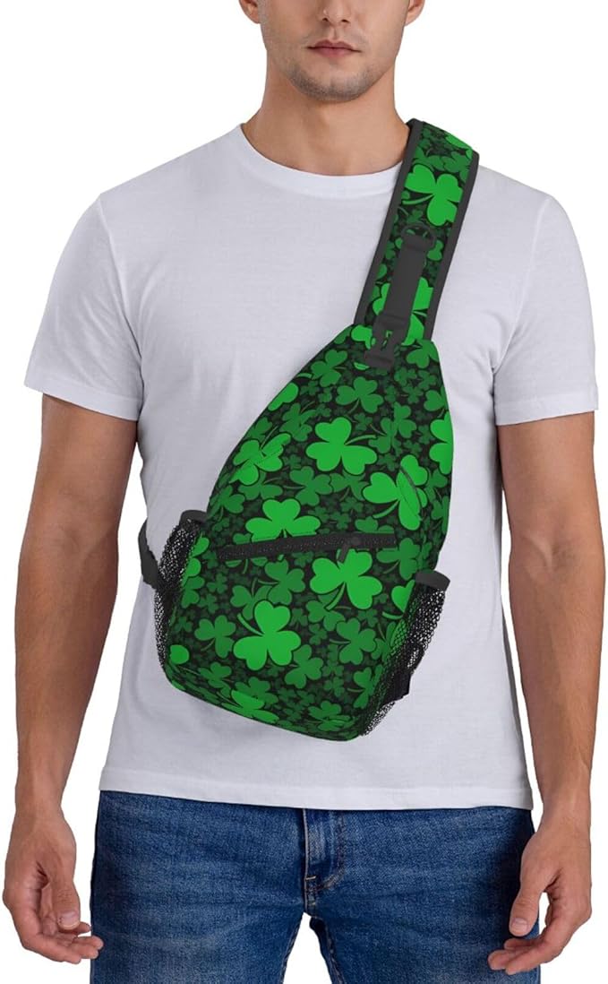 QFXUYNG St. Patrick's Day Adult Sling Bag Unisex Chest Bags Crossbody Backpack Casual Daypacks Shoulder Bag for Women Men Cycling Hiking Travel