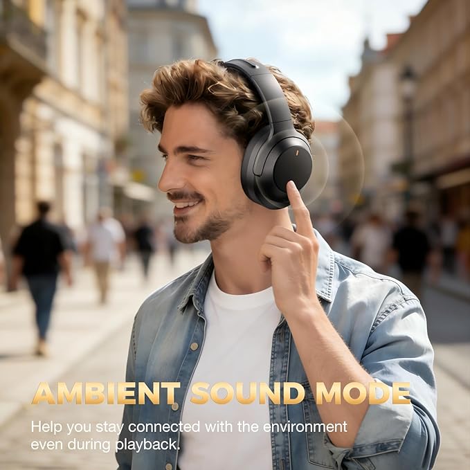 Upgraded Pro‑Level Hybrid Active Noise Cancelling Headphones, HD Sound & Big Bass, 2X Softer Comfort, Long ANC Playtime, Wireless Over-Ear Bluetooth Headphones Perfect for Home Office|Travel|Gifts