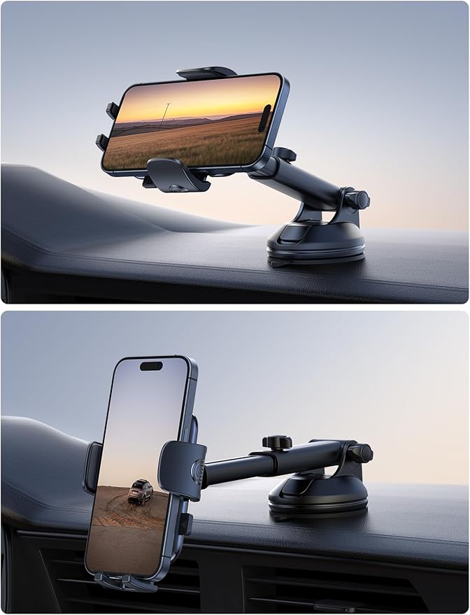 Lamicall Car Phone Mount - [Strongest Military-Grade Suction Cup] 360° Rotation Phone Holders for Your Car Quick Release Adjustable Phone Mount for Car Dashboard for iPhone 17 16 Pro Max Galaxy Truck