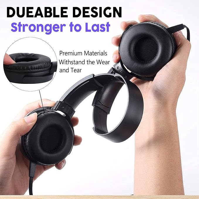 Classroom Headphones Bulk 10 Pack,Students On Ear Headsets,Comfy Swivel Earphones for Computer,School,Library,Airplane,for Online Learning and Travel,Premium Stereo Sound 3.5mm Jack (Black)