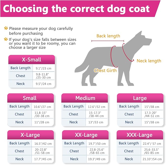 Windproof Waterproof Dog Coat Fleece & Cotton Lined Warm Jacket, Cold Weather Pet Apparel Clothes Vest for Small to Large Dogs (2XL, Pink)