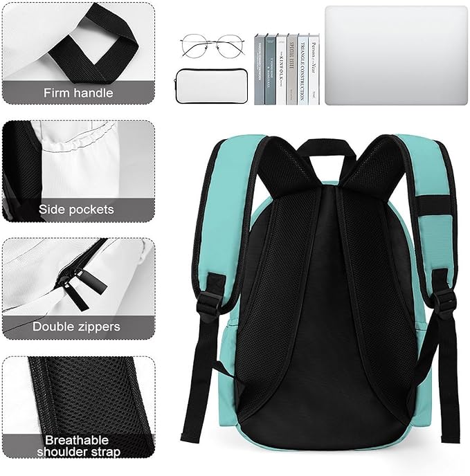 Pale Cyan Backpack Adult Travel Daybag for Women Men College Backpack for Vacation Hiking Camping Bag